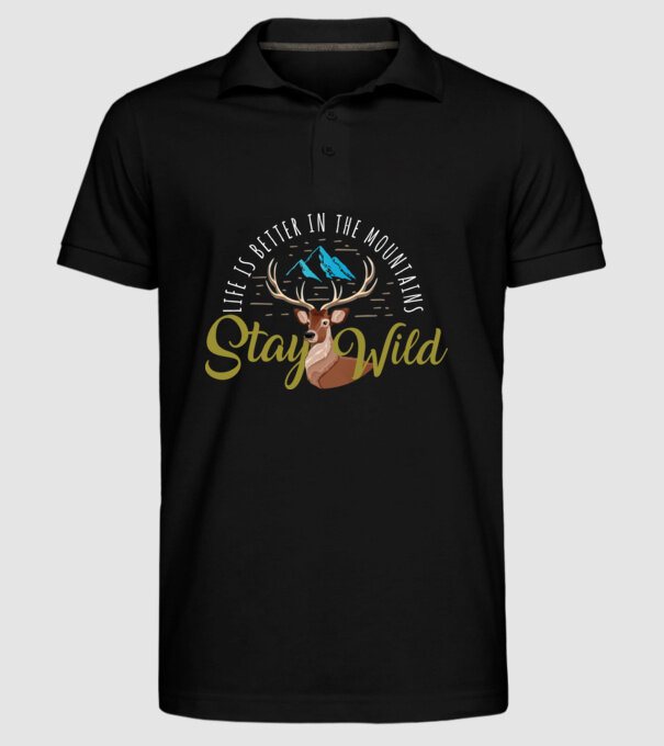 Stay wild model negru pe tricou