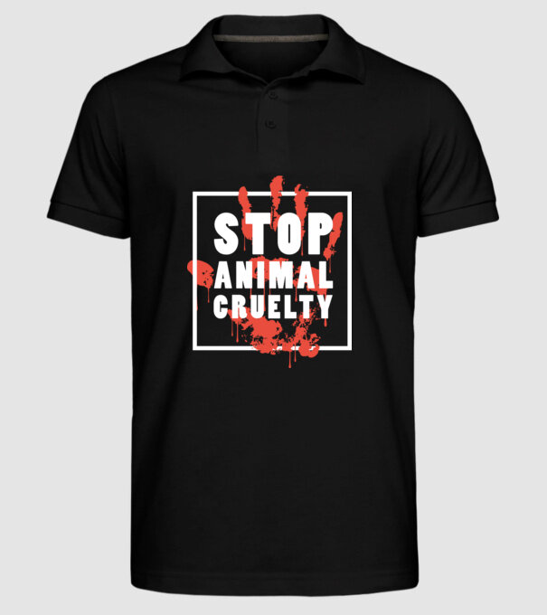 Stop animal cruelty model negru pe tricou