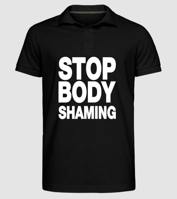Stop body shaming helvetica model negru pe tricou
