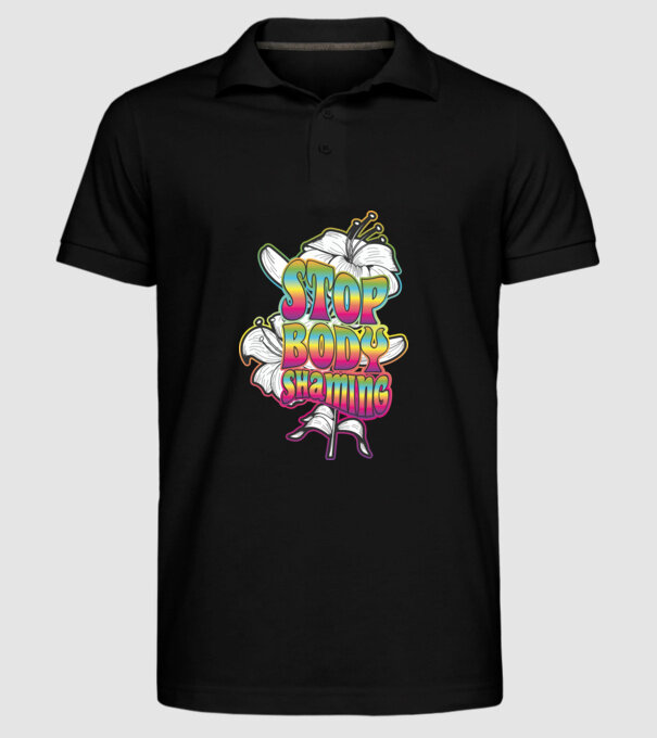 Stop body shaming lily model negru pe tricou