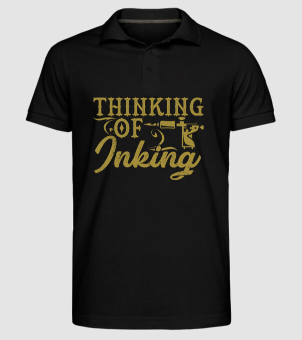 Thinking of inking model negru pe tricou