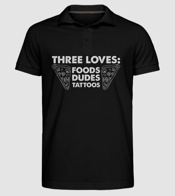 Three loves model negru pe tricou