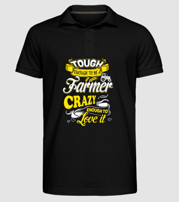 Tough enough to be a farmer Traktoros model negru pe tricou