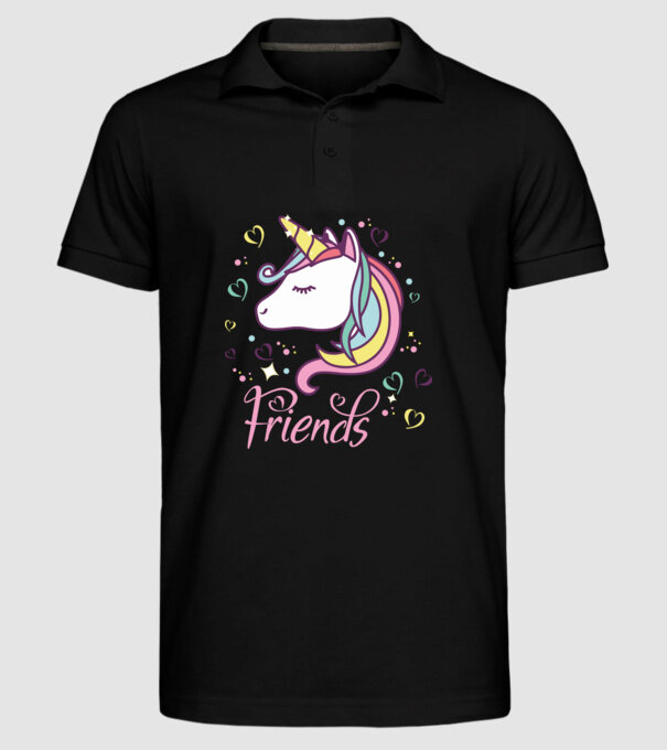 Unicorn Friend model negru pe tricou