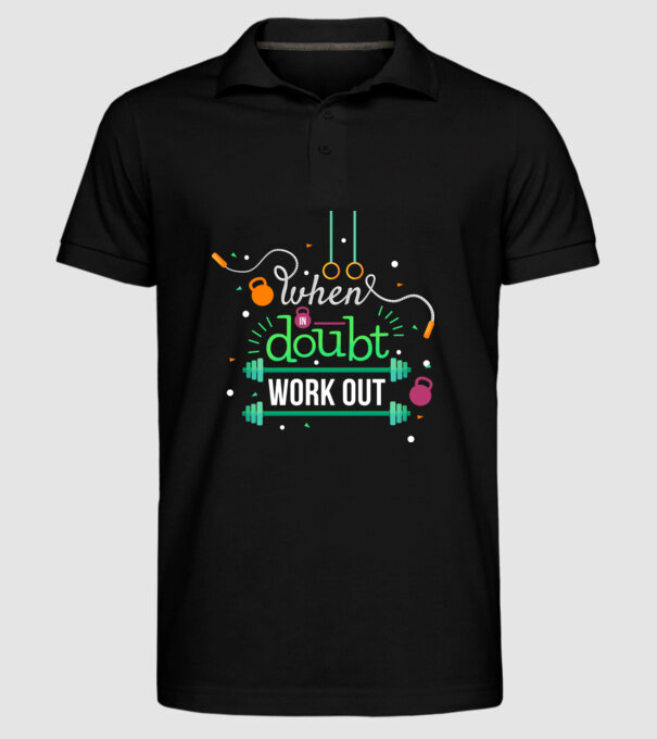 When in doubt model negru pe tricou