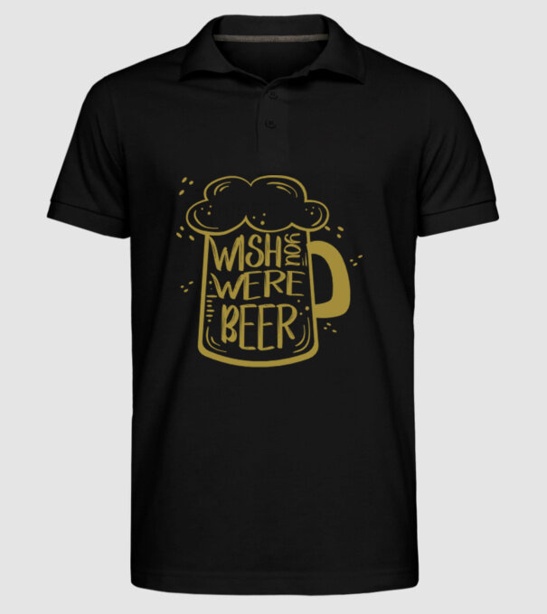 Wish u were beer model negru pe tricou