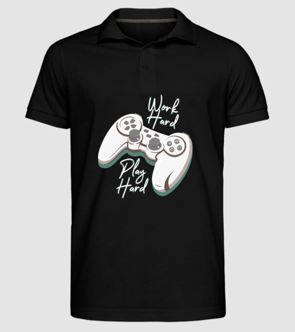 Work hard play hard model negru pe tricou