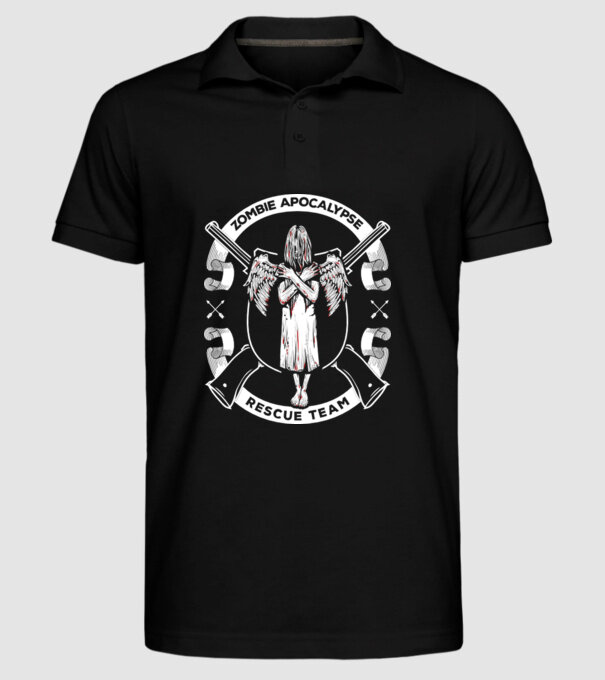 Zombie apocalypse rescue team angel model negru pe tricou