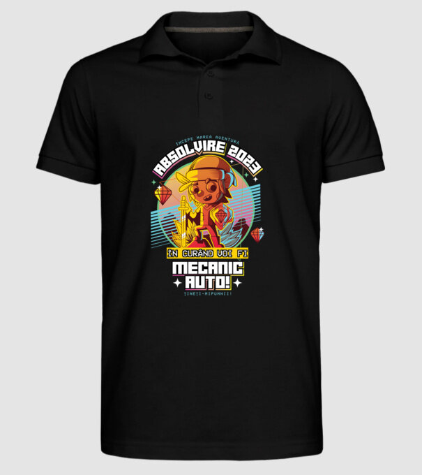 absolvire 2023 mecanic auto model negru pe tricou