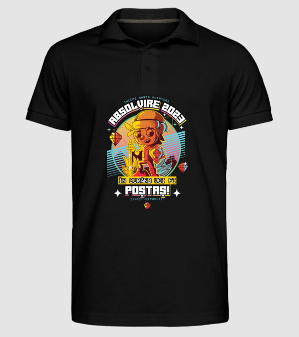 absolvire 2023 poștaș model negru pe tricou
