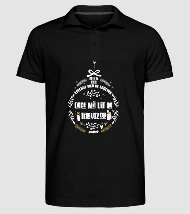 acesta este tricoul meu de Crăciun_care ma uit la televizor model negru pe tricou