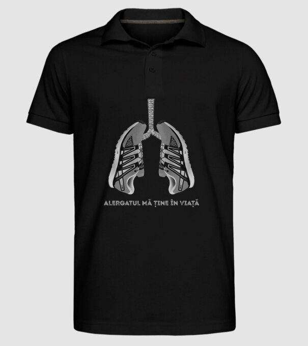 Alergatul mă ține în viață model negru pe tricou