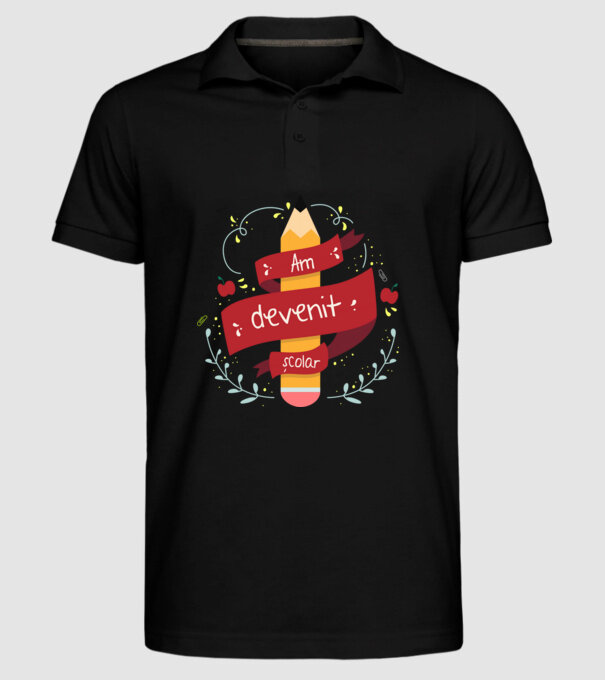 Am devenit școlar model negru pe tricou
