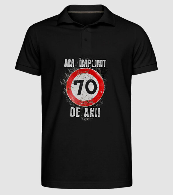 Am împlinit 70 de ani! model negru pe tricou
