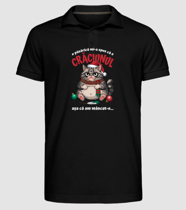 Am mâncat pasărea Crăciun pisică Negru model negru pe tricou