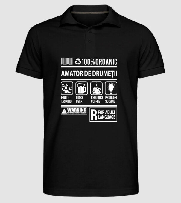 amator de drumeții model negru pe tricou