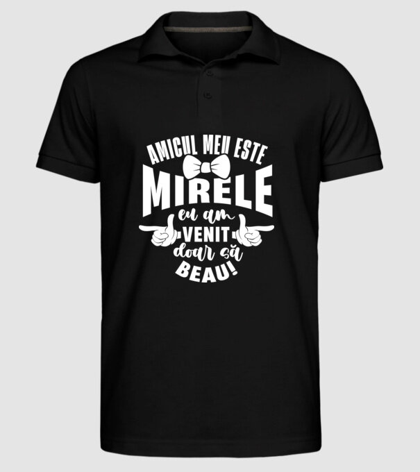 Amicul meu este mirele model negru pe tricou