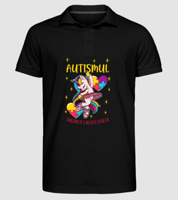 Autismul, dansând pe o melodie diferită model negru pe tricou