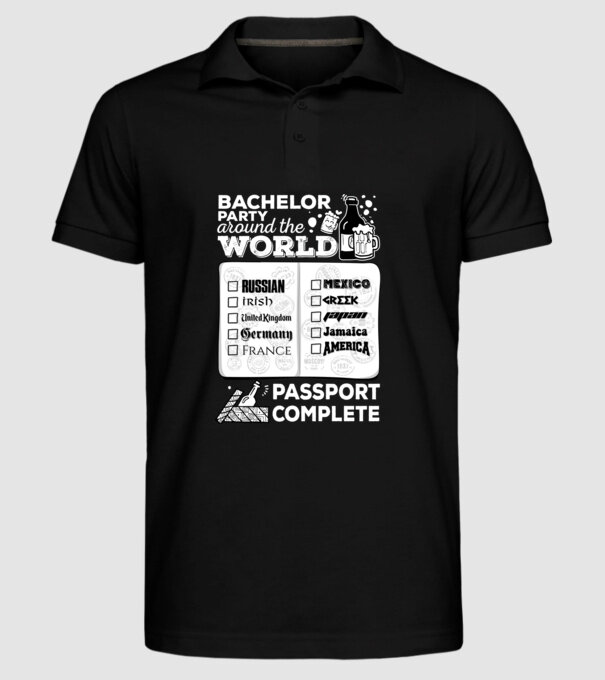 Bachelor Party World tour model negru pe tricou