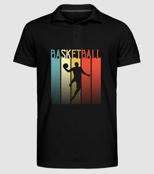 basketball vintage model negru pe tricou