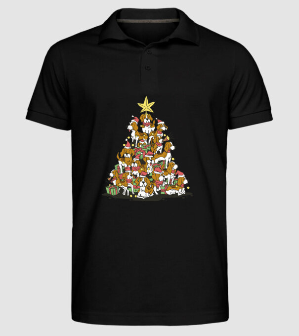 beagle christmas tree model negru pe tricou