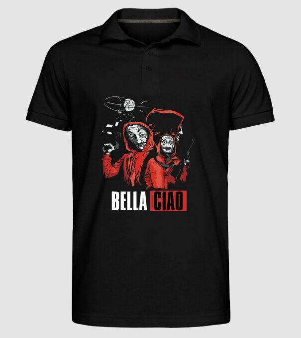 bella ciao money heist model negru pe tricou