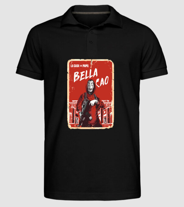 bella ciao poster retro model negru pe tricou