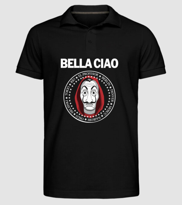 bella ciao stroke white model negru pe tricou