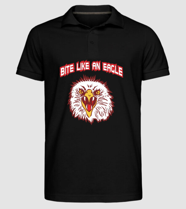 bite like an eagle cobra kai model negru pe tricou