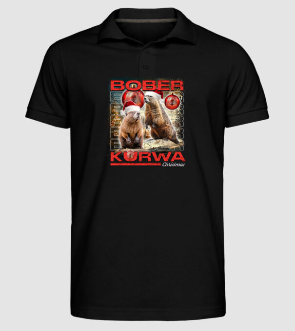 Bober kurwa christmas universe model negru pe tricou