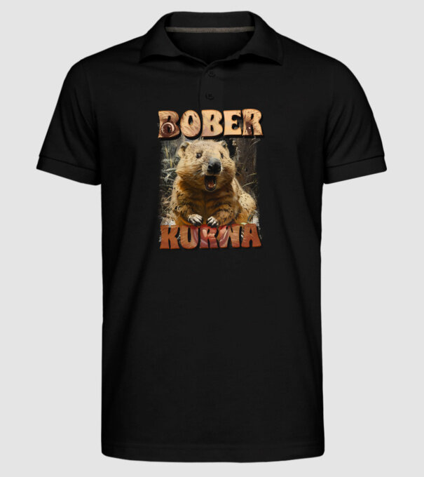 BOBER wombat model negru pe tricou