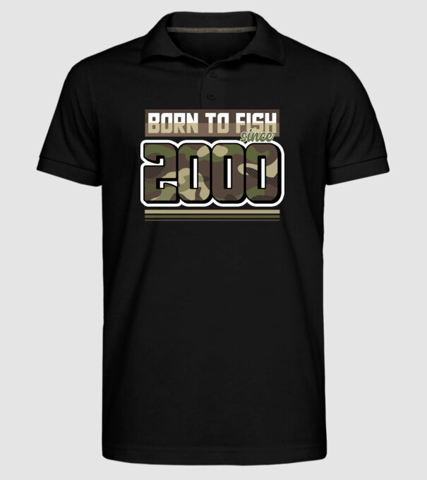 Born to fish since 2000 model negru pe tricou