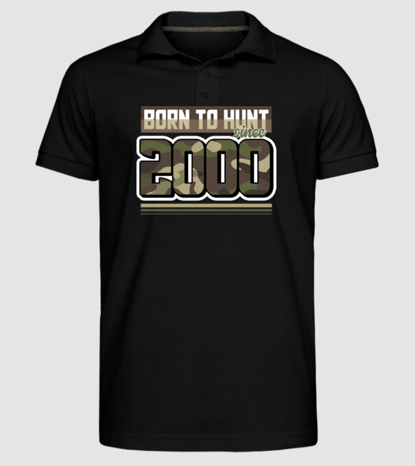 Born to hunt since 2000 model negru pe tricou