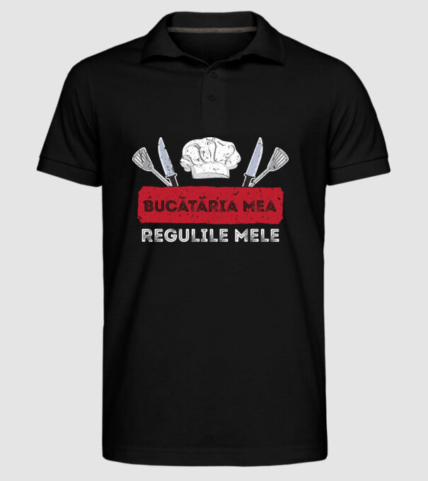 Bucătăria mea, regulile mele model negru pe tricou