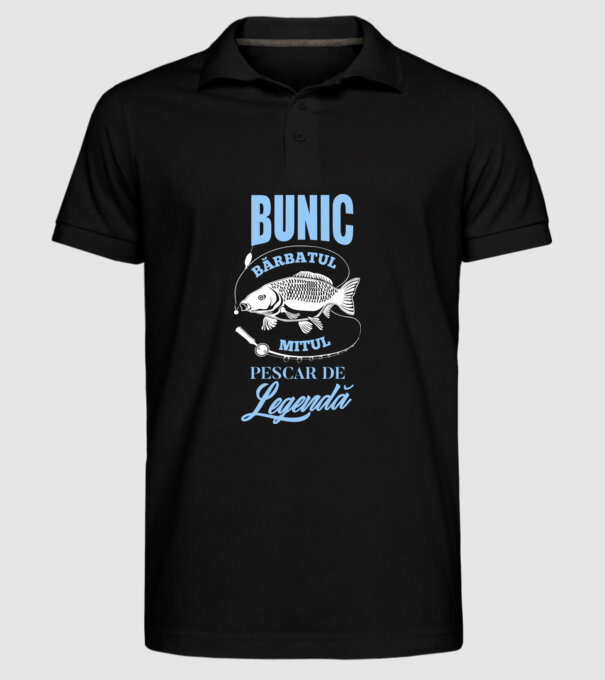 Bunic - bărbatul, mitul, pescar de legendă model negru pe tricou