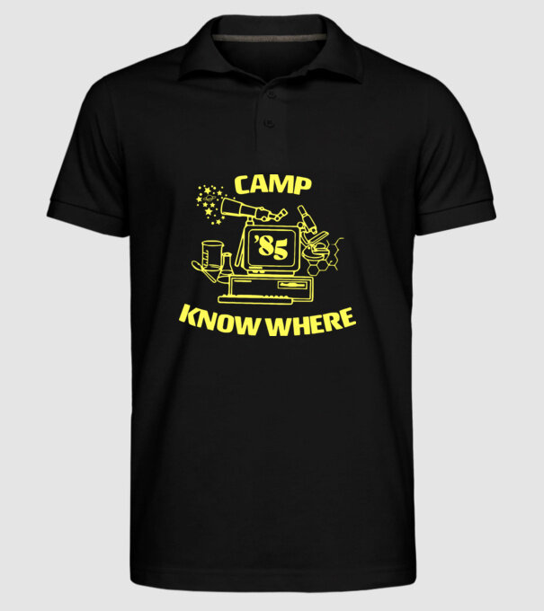 camp nowhere 85 stranger things model negru pe tricou