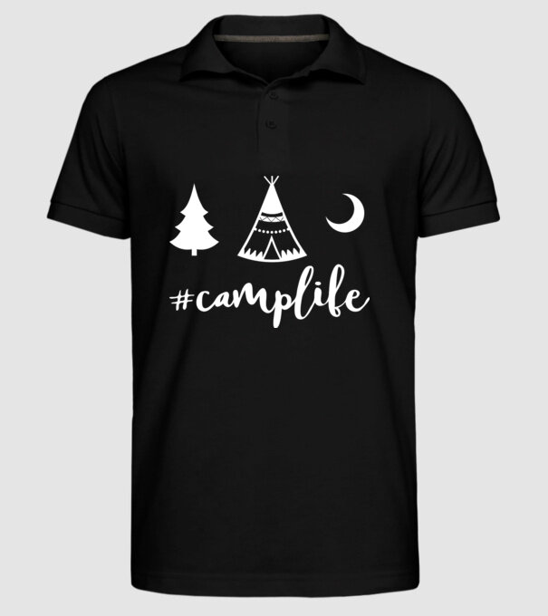 camplife model negru pe tricou