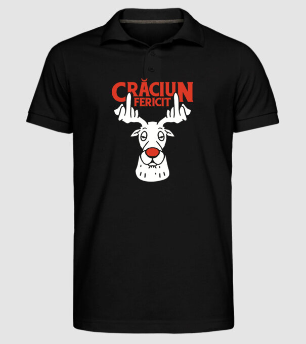 Căprioară de Crăciun antisocială model negru pe tricou