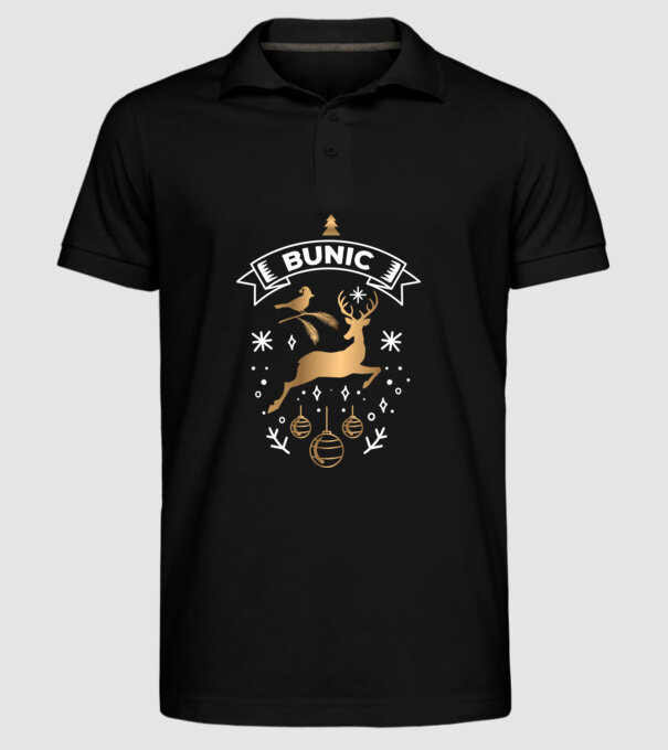 bunic christmas model negru pe tricou
