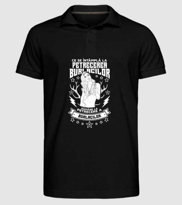 Ce se întâmplă la petrecerea burlacilor, rămâne la petrecere a burlacilor model negru pe tricou