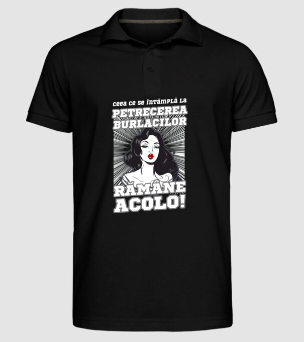 Ceea ce se întâmplă la petrecerea burlacilor rămâne acolo model negru pe tricou