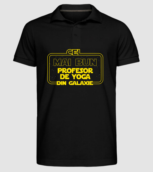 cel mai bun profesor de yoga din galaxie model negru pe tricou