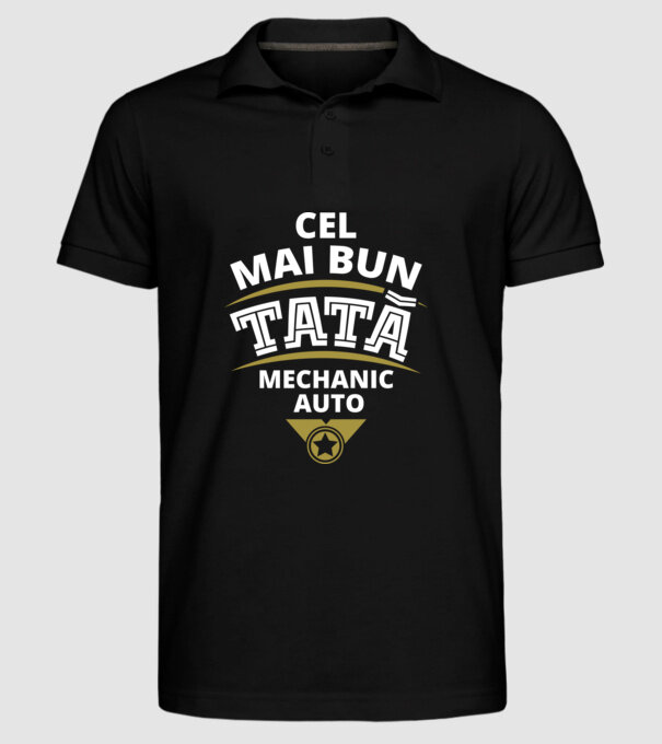 Cel mai bun tată mecanic auto model negru pe tricou