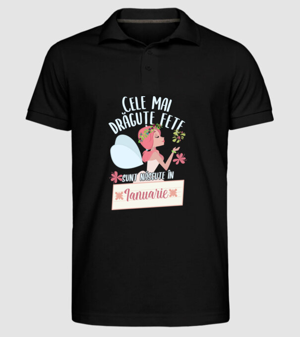 Cele mai drăguțe fete sunt născute în ianuarie. model negru pe tricou