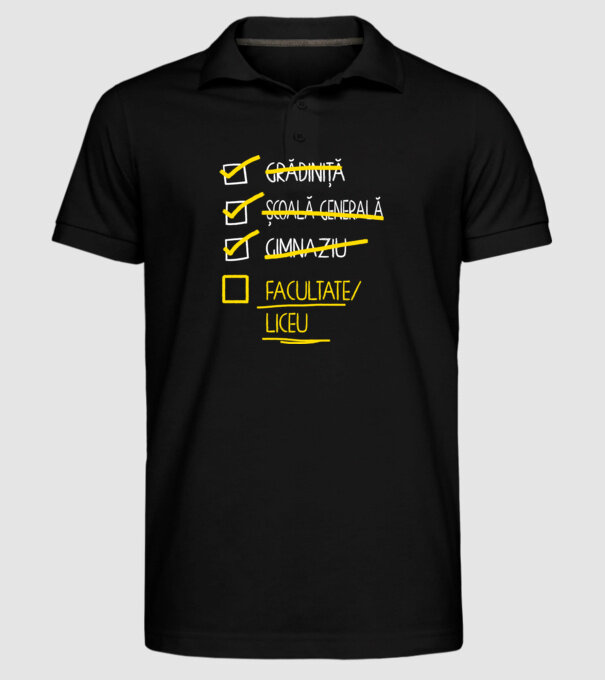 Cheklist educație - Gimnaziu negru model negru pe tricou