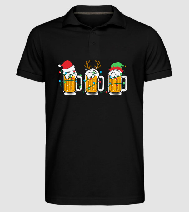 Christmas beer mugs model negru pe tricou
