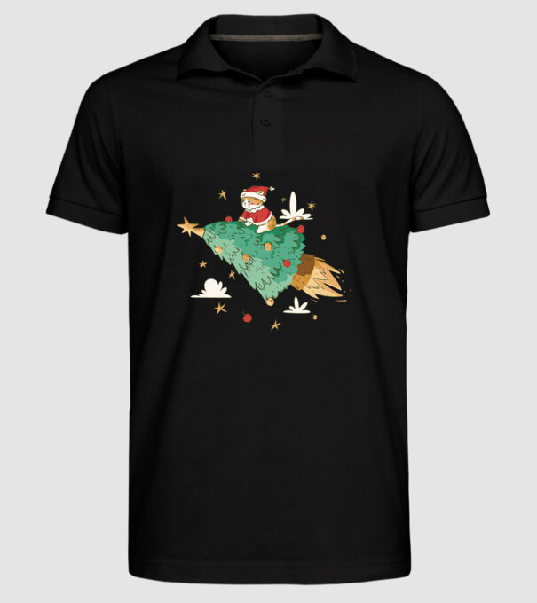 Christmas cat model negru pe tricou