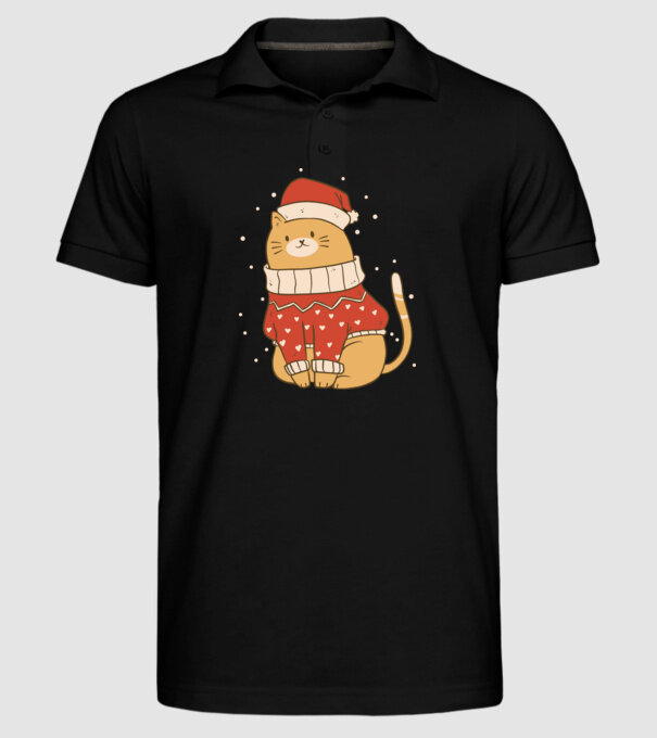 Christmas cat model negru pe tricou