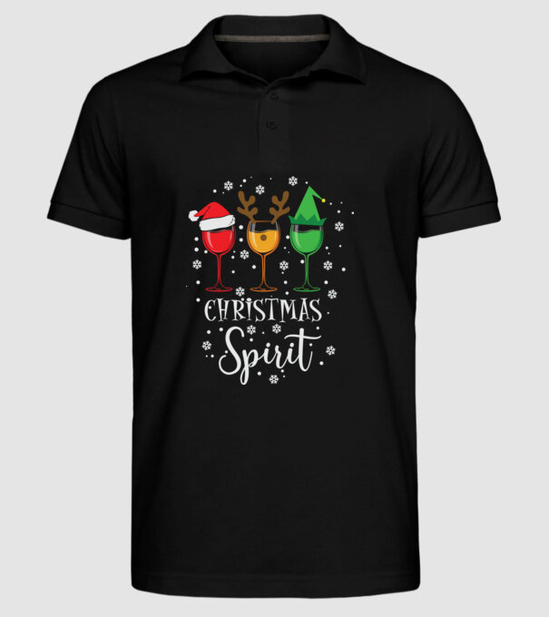 Christmas spirit wine model negru pe tricou