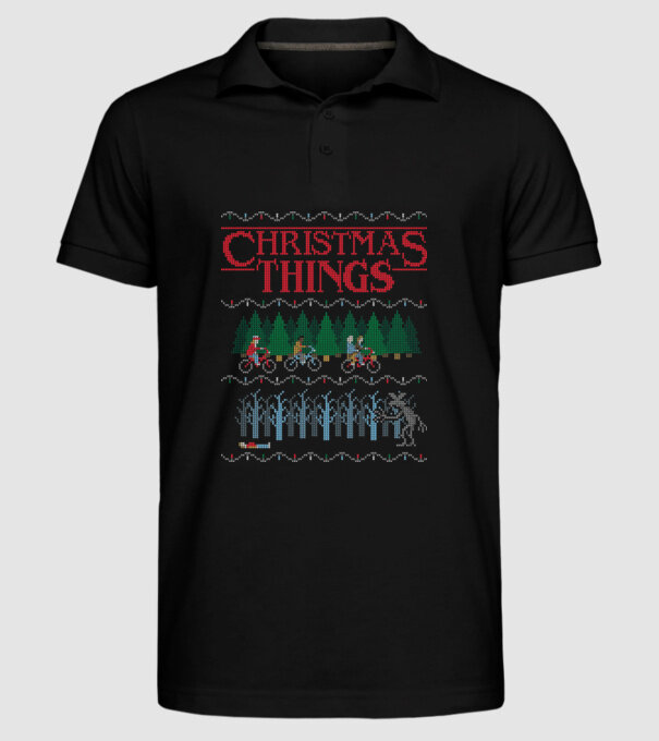 christmas things ugly sweater model negru pe tricou